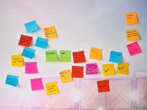 post it notes on a wall with employer branding ideas