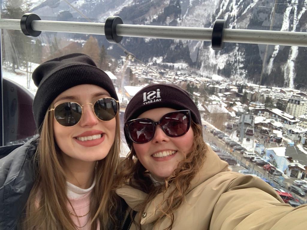 Harriet and Alice enjoying the slopes in Chamonix